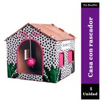 Casita con Rascador para Gatos Amanova Carton Rosa