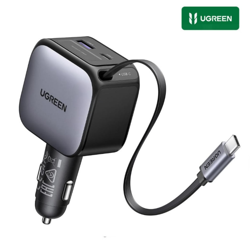 Cargador Auto  60W Cable Retráctil USB C para iPhone 17  Xiaomi Galaxy
