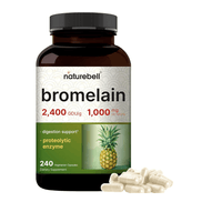 Bromelina 1000 mg cápsulas vegetales  2400 GDU Enzimas digestivas y suplemento de apoyo articular