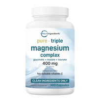 Micro Ingredients Complejo de Magnesio Puro 400 mgTriple Glicinato Malato y Taurato con Vitamina C