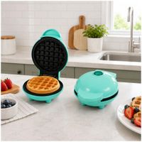Mini Wafflera Antiadherente Eléctrica Portátil de 350W Verde