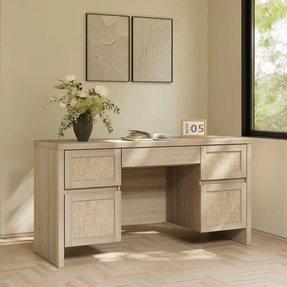 Escritorio Moderno Minimalista Arabia 5 Cajones Rovere RyR Muebles