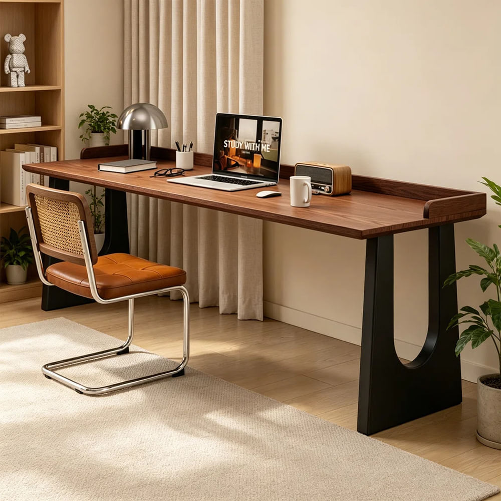 Escritorio de Diseño Moderno Monique 220 cm Marrón y Negro RyR Muebles