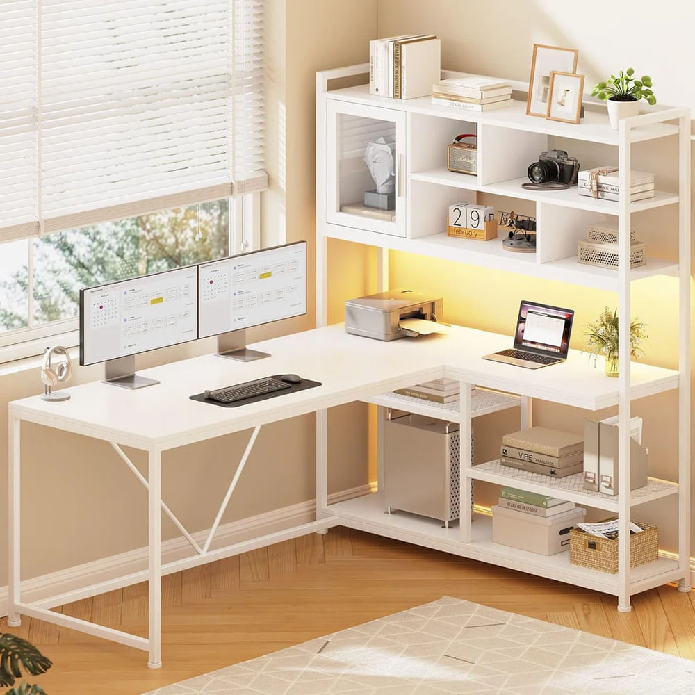 Escritorio con Estante Organizador Alicia Blanco RyR Muebles