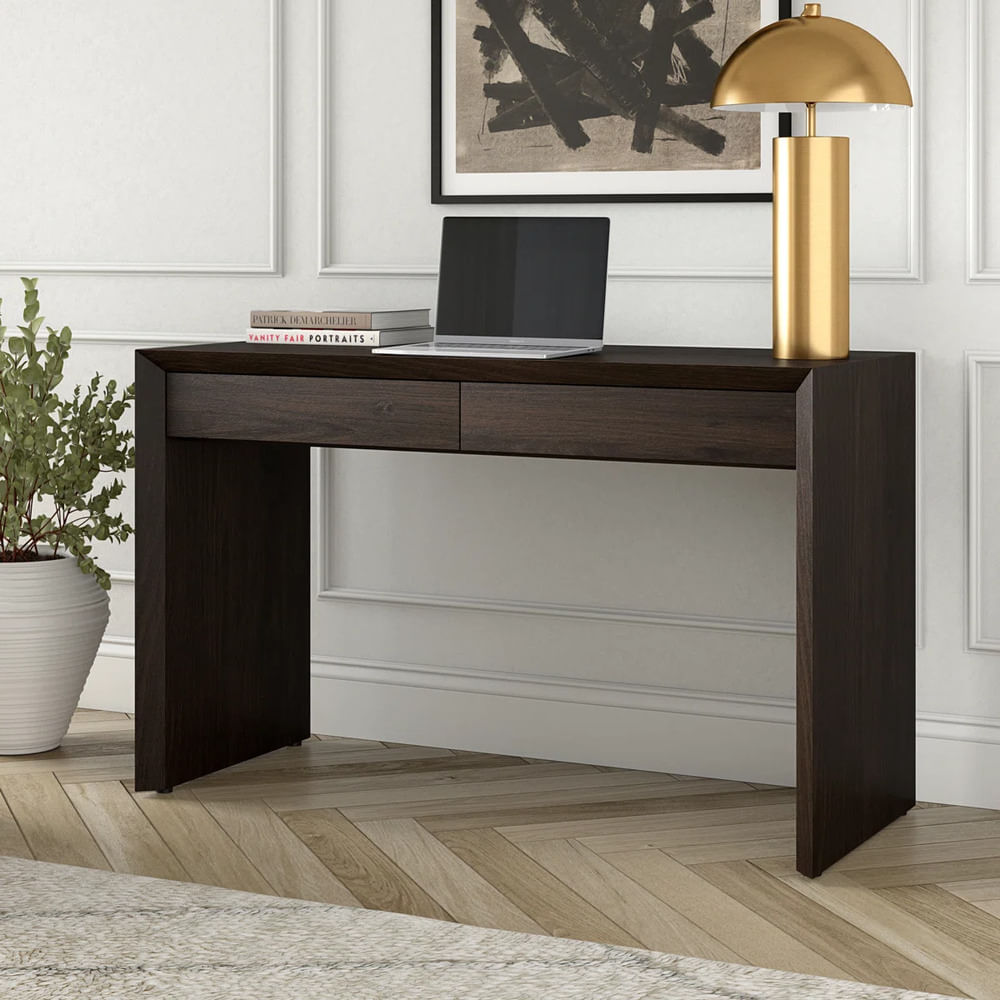 Escritorio Moderno Gabriela 2 Cajones Marrón Oscuro RyR Muebles
