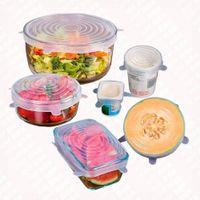 Pack de Tapas Silicona 6 Und Extensible Anti Escurrimiento Transparente X 2 PAQ
