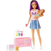 BARBIE SKIPPER SET CUNA BEBÉ MORADO