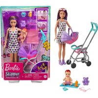 BARBIE SKIPPER BABYSITTERS SET NIÑERA CON BEBÉ Y ACCESORIOS