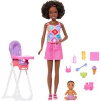 BARBIE SKIPPER BABYSITTERS SET CON NIÑA TRONA Y ACCESORIOS