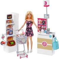BARBIE MUÑECA SUPERMERCADO CON CARRITO FUNCIONAL RUBIA