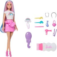 BARBIE MUÑECA BLANCA CABELLO ARCOÍRIS CON ACCESORIOS