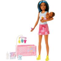 BARBIE SKIPPER SET CUNA BEBÉ AZUL