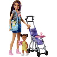 BARBIE SKIPPER SET CUIDADO BEBÉS CON MUÑECA Y ACCESORIOS