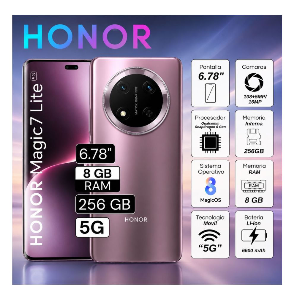 CELULAR HONOR MAGIC 7 LITE 256GB 8GB RAM MORADO TITANIO