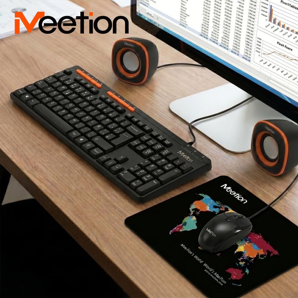 Kit Teclado multimedia español Mouse Speakers y Pad Meetion C105 Productividad Estudio y Trabajo