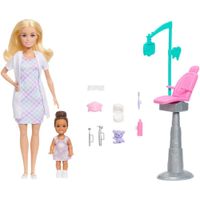 BARBIE DENTISTA SET MUÑECA RUBIA CON BEBÉ Y ACCESORIOS