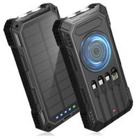 Power Bank Solar 40000mAh Carga Rápida 22.5W Inalámbrico Resistente IP65 Negro