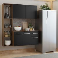 Mueble de Cocina Compacta Flotante Easy 120 cm con Encimera - Marrón y Negro