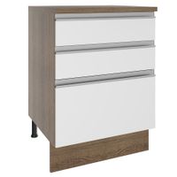 Mueble de Cocina Glamy 60 cm 3 Cajones - Marrón y Blanco
