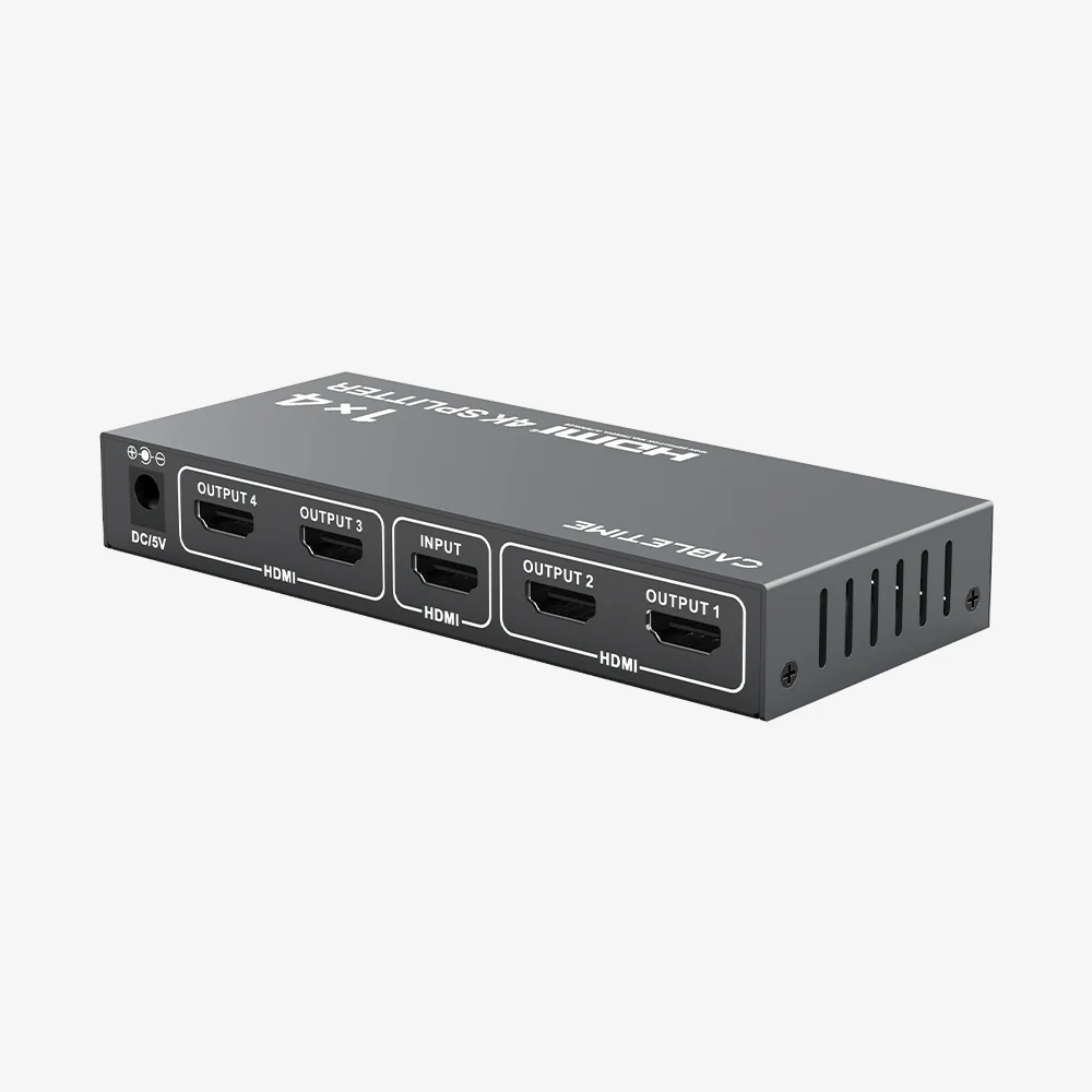CABLETIME Spliter de Video 4 puertos HDMI 4K30Hz para Monitores Múltiples  - CP38G