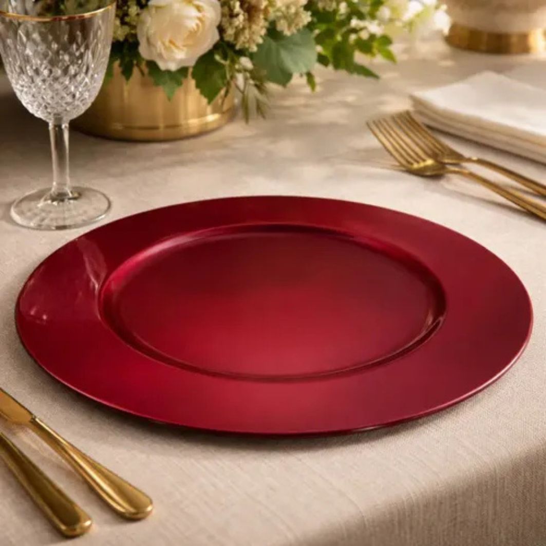 Plato Base Rojo Escarlata x 6 Unidades