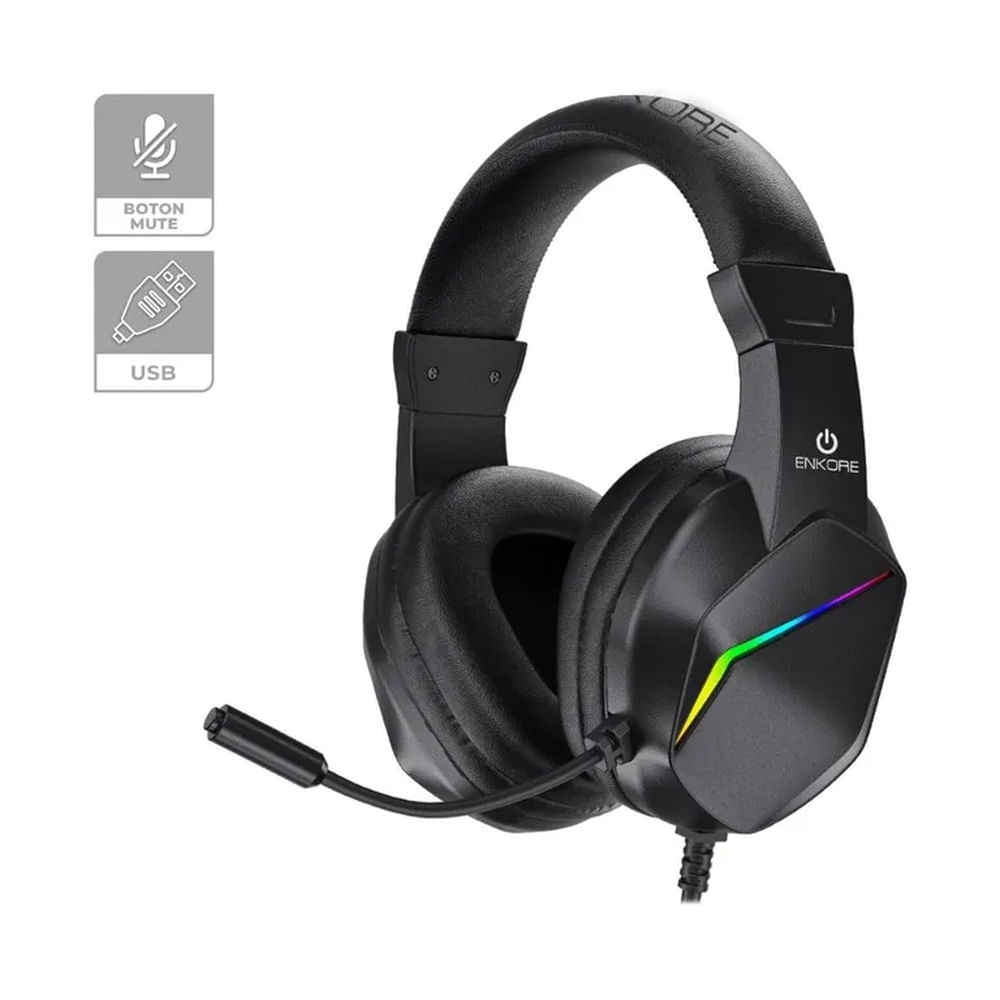 Auricular Gamer Rainbow Enkore Led Con Micro