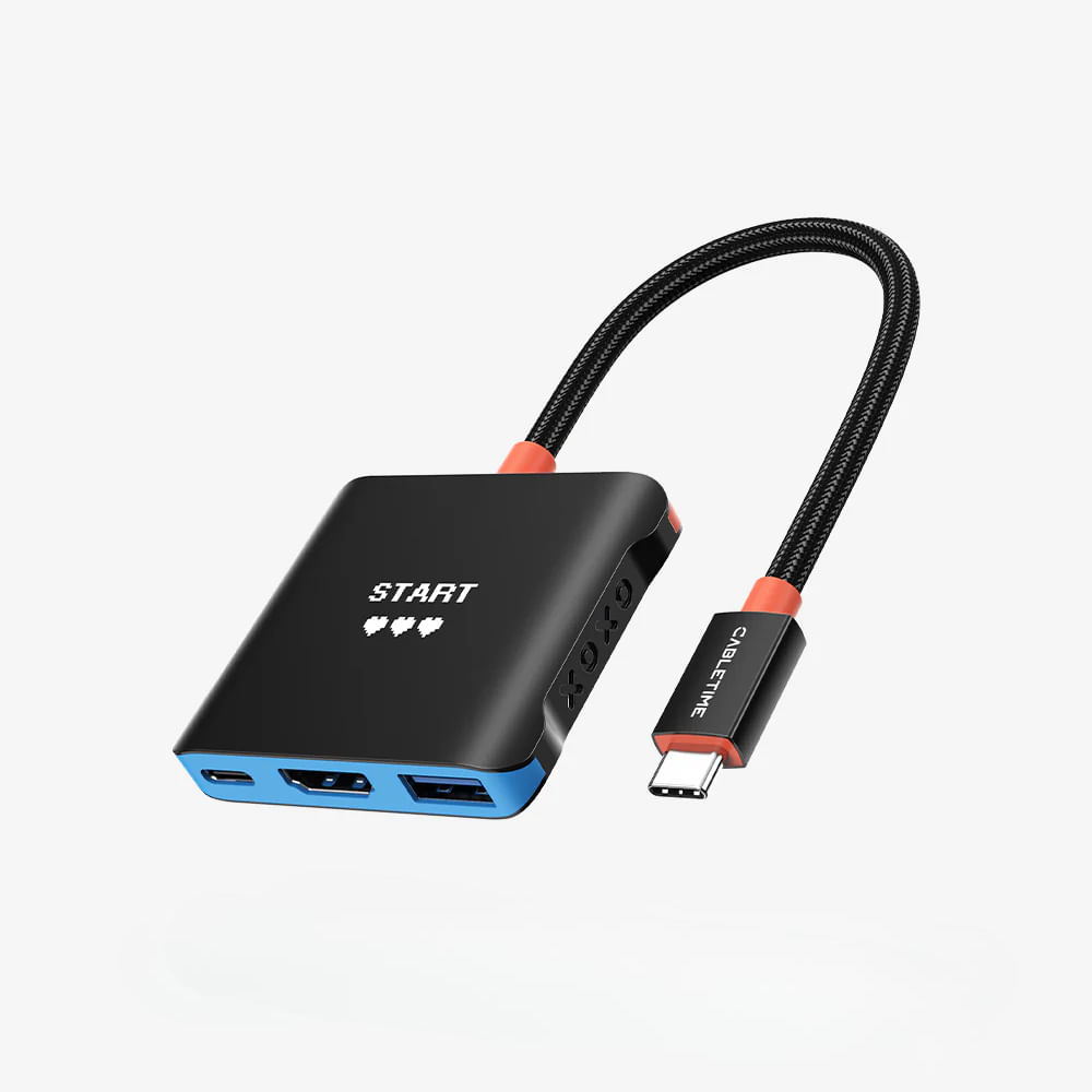 CABLETIME Adaptador USB-C a HDMI 4K USB-A 3.0 USB-C PD 100W - CBS1B