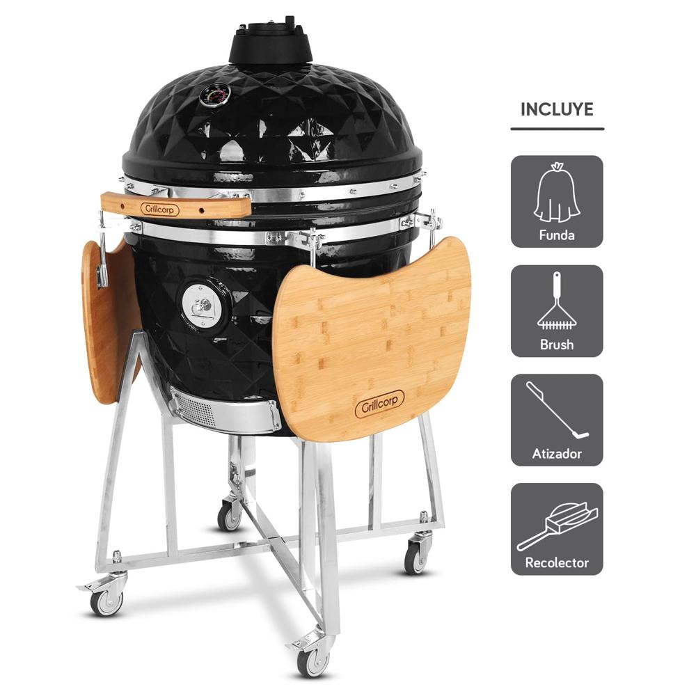 Kamado Diamante 23.5 Negro con regalos básicos