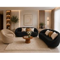 Juego de Sala Allin Kawsay Negro 3 2 Curvo Butaca Giratoria