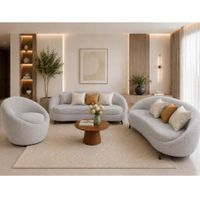 Juego de Sala Allin Kawsay Gris Claro 3 2 Curvo Butaca Giratoria