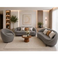 Juego de Sala Allin Kawsay Gris Oscuro 3 2 Curvo Butaca Giratoria
