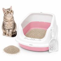 Caja de Arena Arenero Sanitario para Gato Antiderrames con Pala 13x30x42cm Rosado