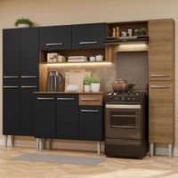 Mueble de Cocina Integral Emilly Hit 261 cm - Marrón Negro Marrón