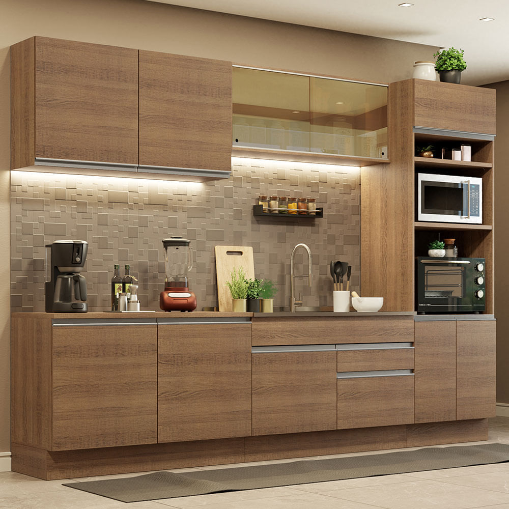 Mueble de Cocina Integral Glamy 310 cm - Marrón 01