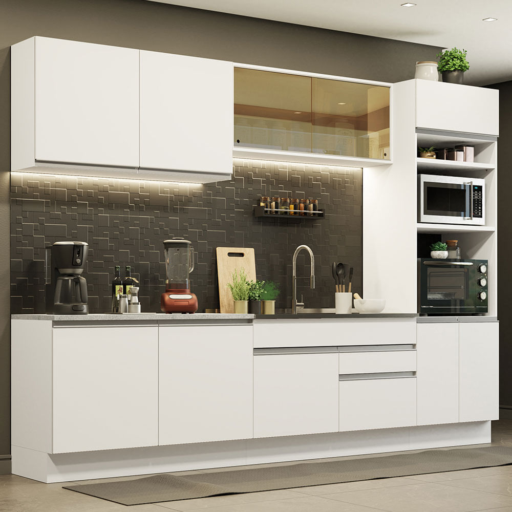 Mueble de Cocina Integral Glamy 310 cm - Blanco 01
