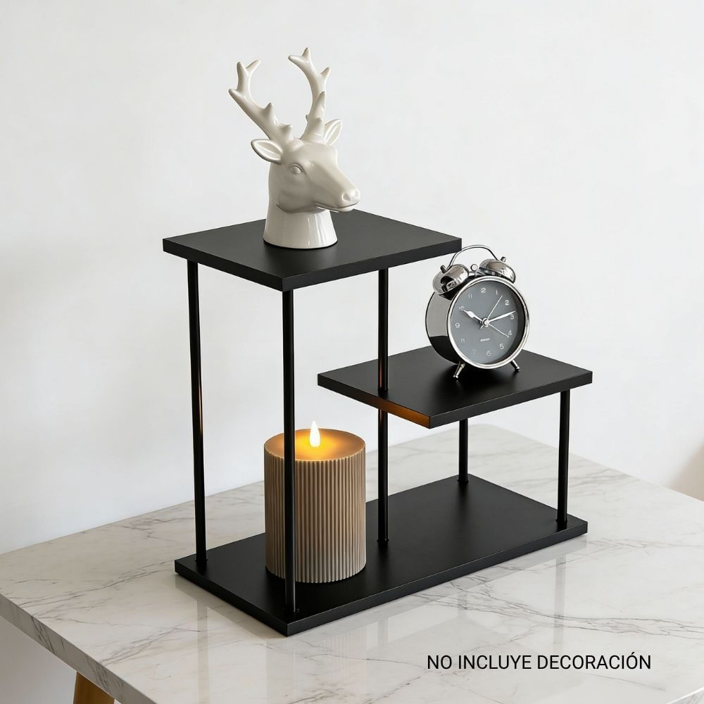 Estante Decorativo Dos Niveles Negro 40x20x35cm