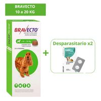 Antipulgas Bravecto para perros de 10 a 20 kg más Gratis Endal desparasitante