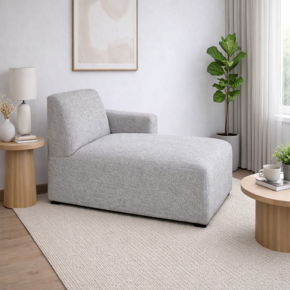 Sofá Chaise Serenité Gris Plata Antifluido y Obsequio