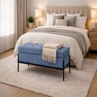 Banqueta Liora Atelier Azul Denim Antifluido y Obsequio