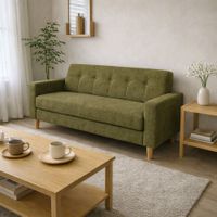 Sofá Tres Cuerpos Astoria Verde Olivo Antifluido y Obsequio
