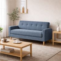 Sofá Tres Cuerpos Astoria Azul Denim Antifluido y Obsequio