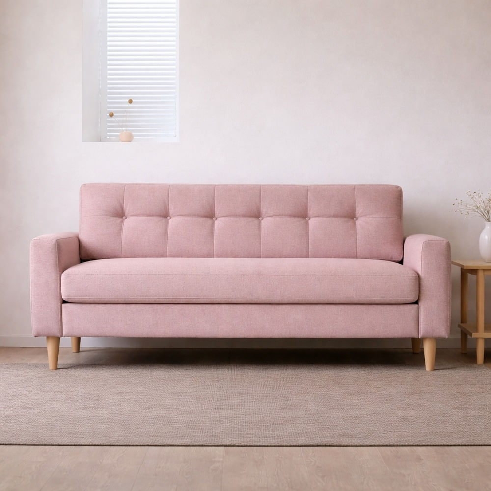 Sofá Tres Cuerpos Astoria Rosa Antifluido y Obsequio