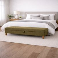 Banqueta Baúl Duvall Verde Olivo Antifluido y Obsequio