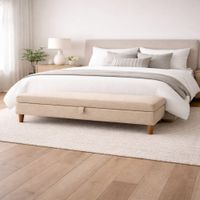 Banqueta Baúl Duvall Beige Antifluido y Obsequio