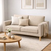 Sofá Dos Cuerpos Nordik Beige Antifluido y Obsequio