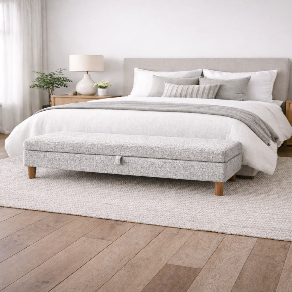 Banqueta Baúl Duvall Gris Plata Antifluido y Obsequio