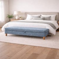 Banqueta Baúl Duvall Azul Denim Antifluido y Obsequio