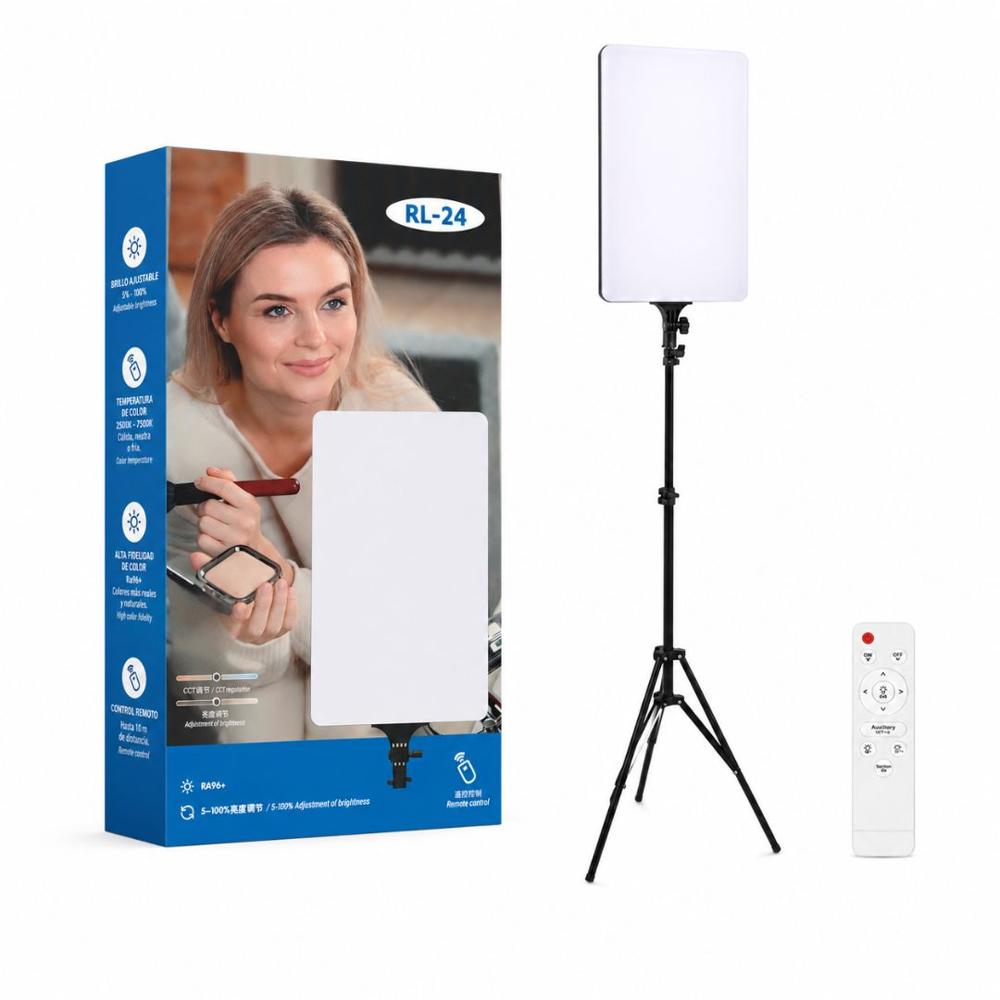 Lámpara Panel luz Led RL-24 Fotografía Profesional con Trípode y Control Remoto