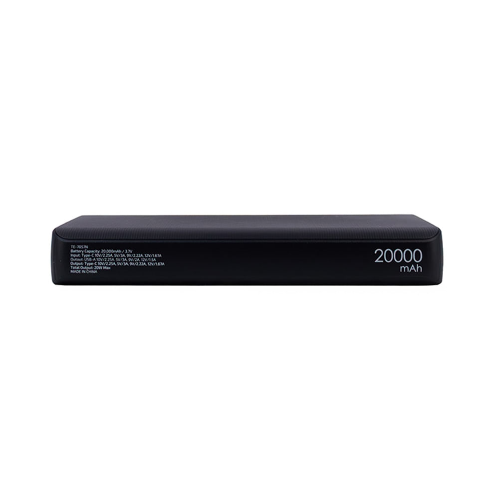 Powerbank Teros TE-7057N 20000mAh USB-A USB-C Carga Rápida Negro