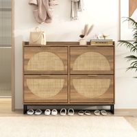 Zapatera Nórdica Anaís 4 Puertas con Ratán RyR Muebles